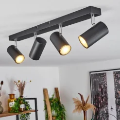 Plafonnier Javel Chrome, Noir, 4 lumières