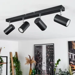 Plafonnier Javel Chrome, Noir, 4 lumières