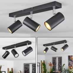 Plafonnier Javel Chrome, Noir, 3 lumières