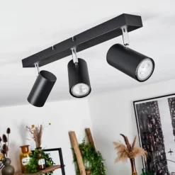 Plafonnier Javel Chrome, Noir, 3 lumières