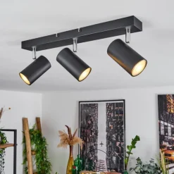 Plafonnier Javel Chrome, Noir, 3 lumières