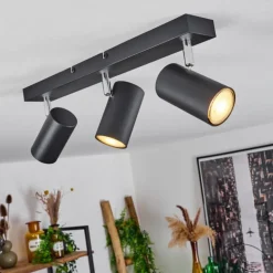 Plafonnier Javel Chrome, Noir, 3 lumières