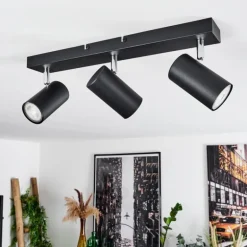 Plafonnier Javel Chrome, Noir, 3 lumières