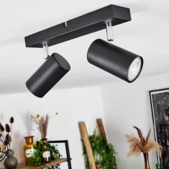 Plafonnier Javel Chrome, Noir, 2 lumières