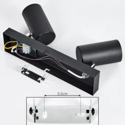 Plafonnier Javel Chrome, Noir, 2 lumières