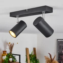 Plafonnier Javel Chrome, Noir, 2 lumières