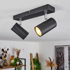 Plafonnier Javel Chrome, Noir, 2 lumières