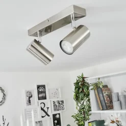 Plafonnier Javel Chrome, Nickel mat, 2 lumières
