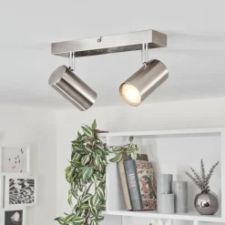 Plafonnier Javel Chrome, Nickel mat, 2 lumières