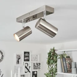 Plafonnier Javel Chrome, Nickel mat, 2 lumières