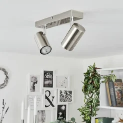 Plafonnier Javel Chrome, Nickel mat, 2 lumières