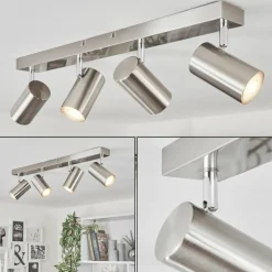 Plafonnier Javel Chrome, Nickel mat, 4 lumières