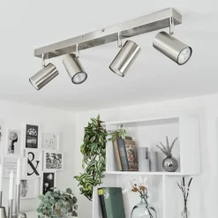 Plafonnier Javel Chrome, Nickel mat, 4 lumières