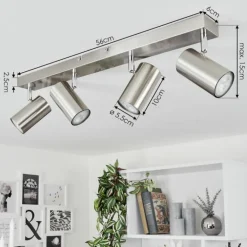 Plafonnier Javel Chrome, Nickel mat, 4 lumières