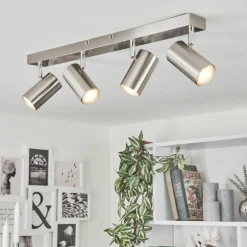 Plafonnier Javel Chrome, Nickel mat, 4 lumières