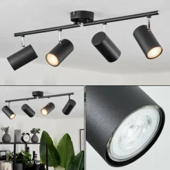 Plafonnier Javel Chrome, Noir, 4 lumières