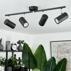 Plafonnier Javel Chrome, Noir, 4 lumières