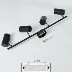 Plafonnier Javel Chrome, Noir, 4 lumières