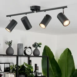 Plafonnier Javel Chrome, Noir, 4 lumières