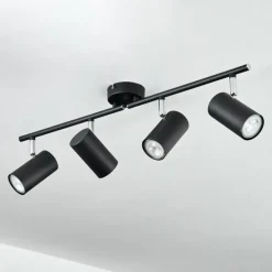 Plafonnier Javel Chrome, Noir, 4 lumières