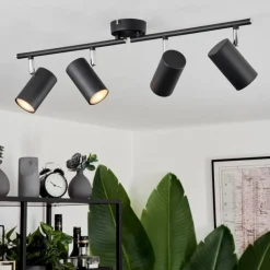 Plafonnier Javel Chrome, Noir, 4 lumières