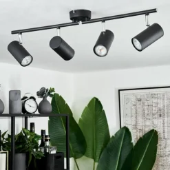 Plafonnier Javel Chrome, Noir, 4 lumières