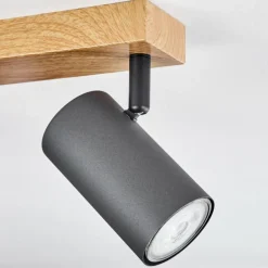 Plafonnier Javel Couleur bois, Noir, 4 lumières