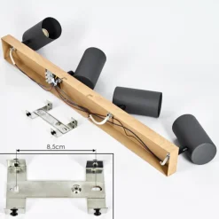 Plafonnier Javel Couleur bois, Noir, 4 lumières