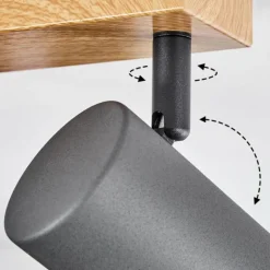 Plafonnier Javel Couleur bois, Noir, 4 lumières