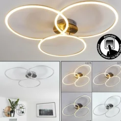 Plafonnier Johsa LED Nickel mat, Argenté, 3 lumières