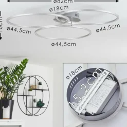 Plafonnier Johsa LED Nickel mat, Argenté, 3 lumières