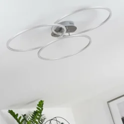 Plafonnier Johsa LED Nickel mat, Argenté, 3 lumières