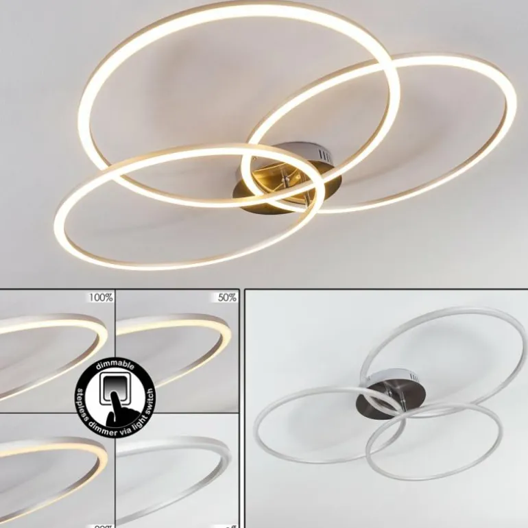 Plafonnier Johsa LED Nickel mat, Argenté, 3 lumières