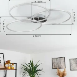 Plafonnier Johsa LED Nickel mat, Argenté, 3 lumières