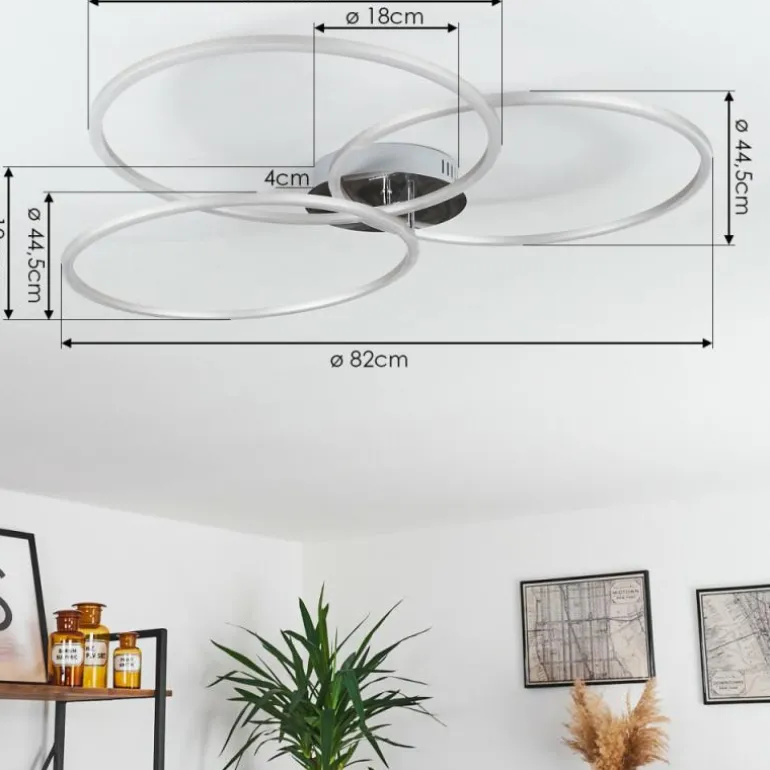 Plafonnier Johsa LED Nickel mat, Argenté, 3 lumières