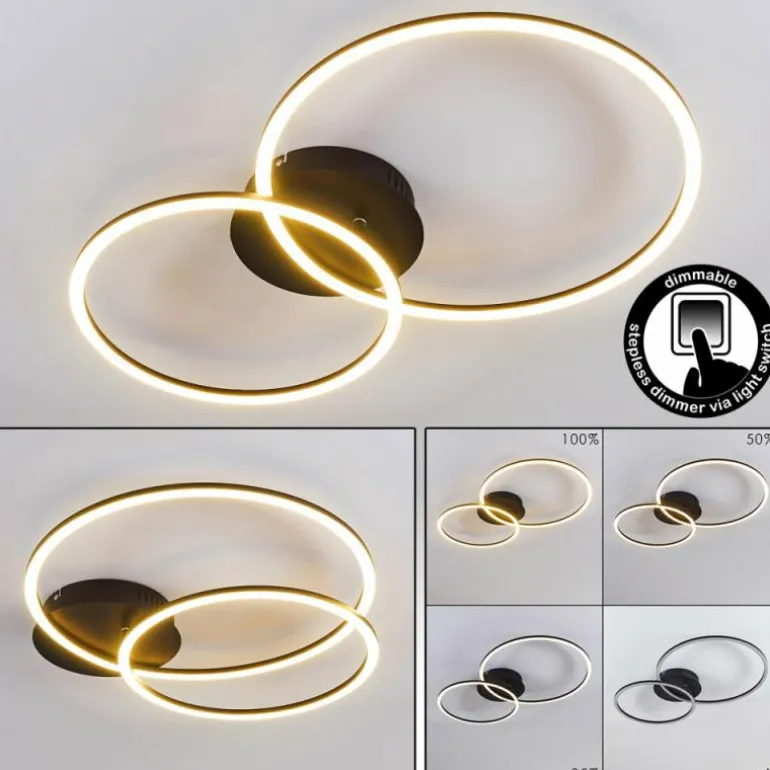 Plafonnier Johsa LED Noir, 2 lumières