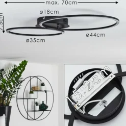 Plafonnier Johsa LED Noir, 2 lumières