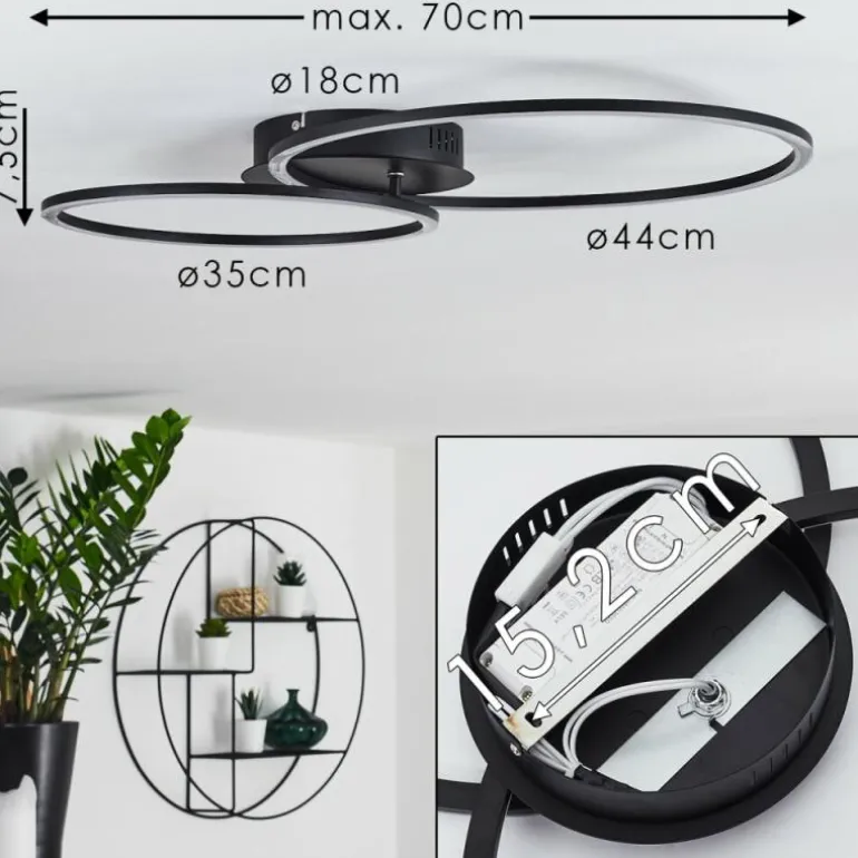 Plafonnier Johsa LED Noir, 2 lumières