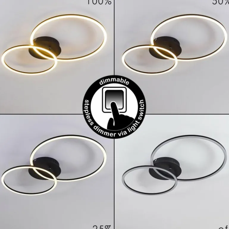 Plafonnier Johsa LED Noir, 2 lumières