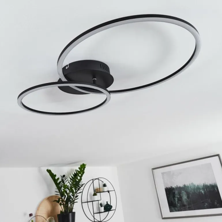 Plafonnier Johsa LED Noir, 2 lumières