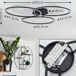 Plafonnier Johsa LED Noir, 3 lumières