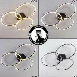 Plafonnier Johsa LED Noir, 3 lumières