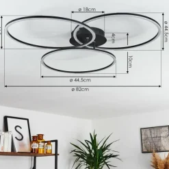 Plafonnier Johsa LED Noir, 3 lumières