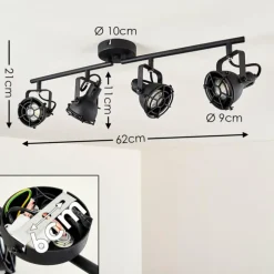 Plafonnier Jonsered LED Noir, 4 lumières