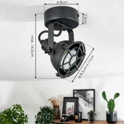 Plafonnier Jonsered LED Noir, 1 lumière