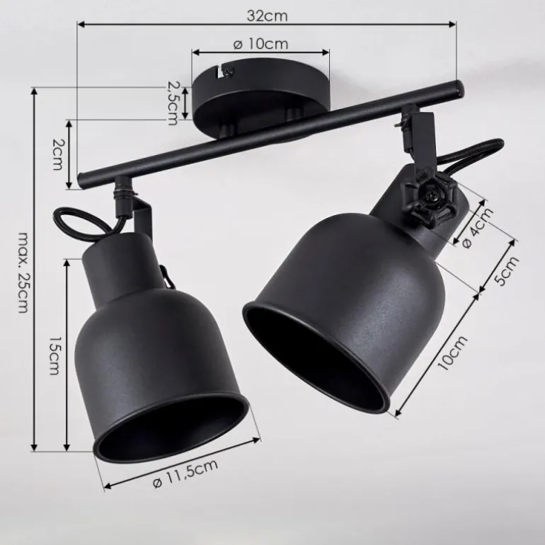 Plafonnier Juliboy Noir, 2 lumières