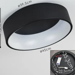 Plafonnier Kampal LED Noir, 1 lumière