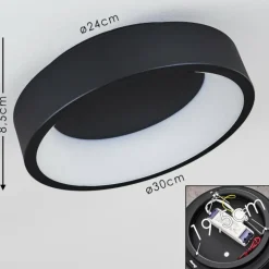 Plafonnier Kampala LED Noir, 1 lumière