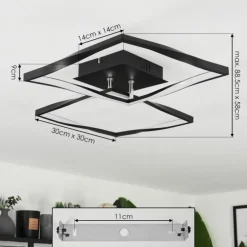 Plafonnier Kanchung LED Noir, 1 lumière