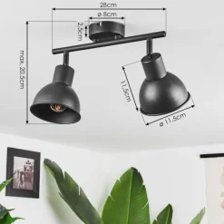 Plafonnier Kansela Noir, 2 lumières